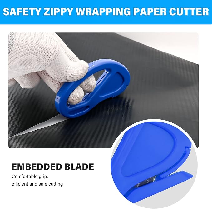 Gomake Vehicle Vinyl Wrap Window Tint Film Tool Kit Include 4 Inch Felt Squeegee, Retractable 9mm Utility Knife and Blades, Zippy Vinyl Cutter and Mini Go Corner Squeegee for Car Wrapping