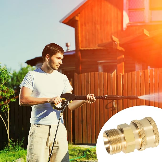 LIULO TOOL 4 Pack Pressure Washer Quick Connect Kit, Quick Disconnect Kit, Metric M22 14mm to 3/8" Quick Connect Kit, 5000 PSI
