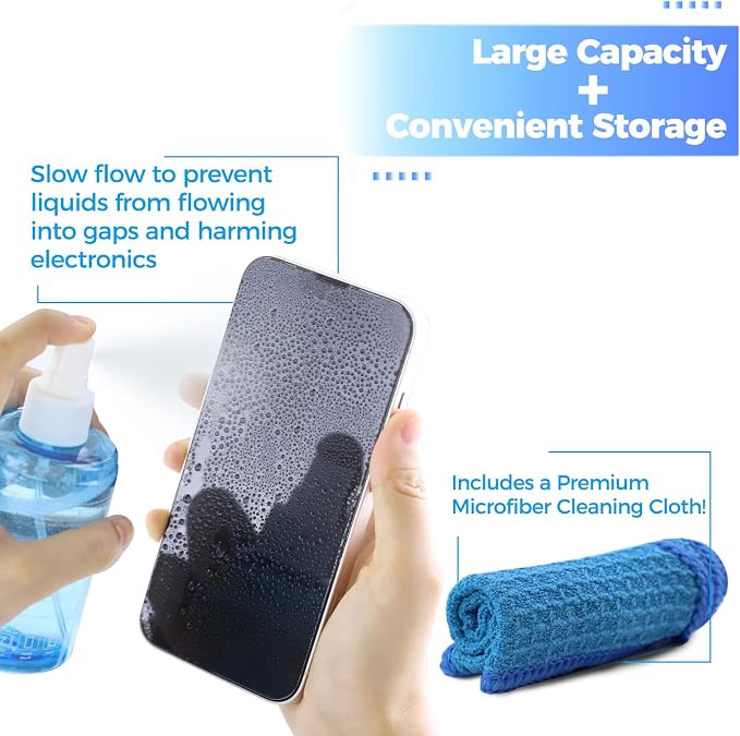 Car Screen Cleaner,TV Screen Cleaner with Wipe Cloth(200ml*2) | Streak-Free,Fast-drying,Non-Drip,Widely Applicable to Eyeglasses,Displays,Phone Screens,CD Disc,LCD LED and Electronics