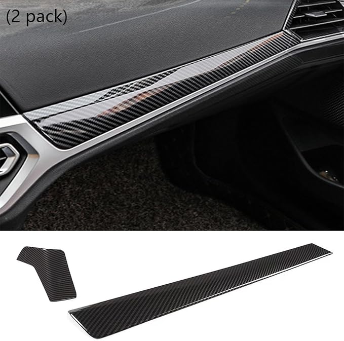 ABS Carbon Fiber Center Console Dashboard Panel Trim Cover for BMW 3 4 Series G20 G22 330i 325i (LHD) Dashboard Lid Stripe Cover (2pcs Carbon Fiber)