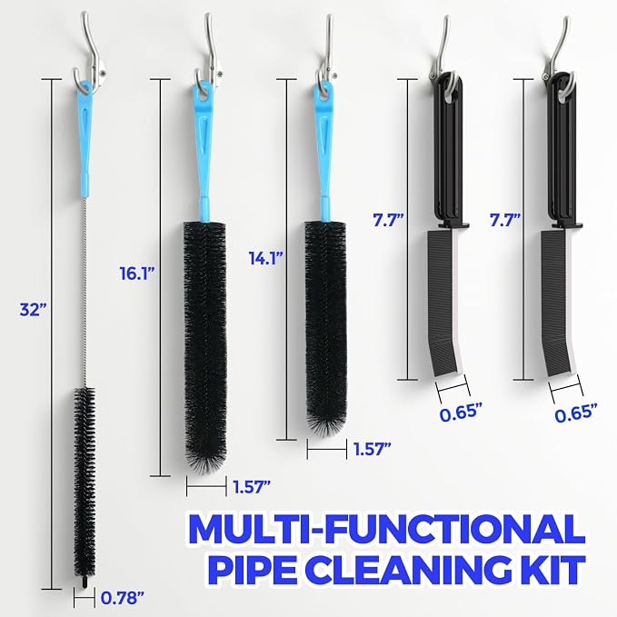 Holikme Dryer Vent Cleaner Kit 5P Flexible Snake Brush for Lint Removal | Durable Nylon Bristles, Deep Reach Design, Cleans Hidden Gaps, Easy To Clean Store, Reusable Tool For Household Maintenance