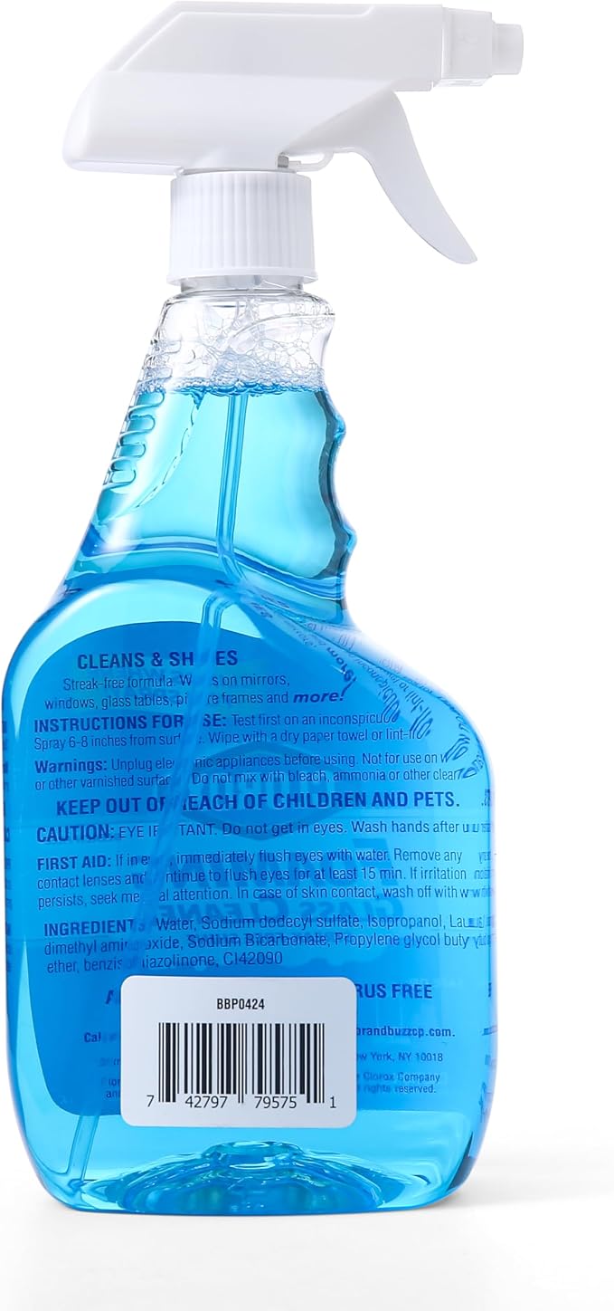 Clorox Foaming Glass Cleaner Trigger Spray Streak-Free No-Drip Formula Windows Mirrors Glass Surfaces All Purpose Household Cleaning Fresh Scent 23 OZ 2 Pack