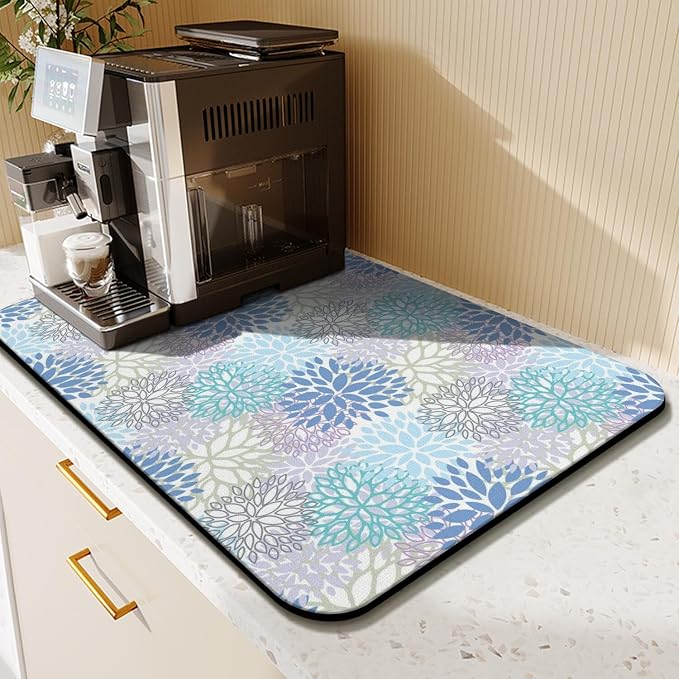 Kitchen Countertop Dish Drying Mat,Super Absorbent Coffee Bar Mat for Maker Espresso Machine, Anti-Slip Accessories for Kitchen Countertops 23x15 Inch