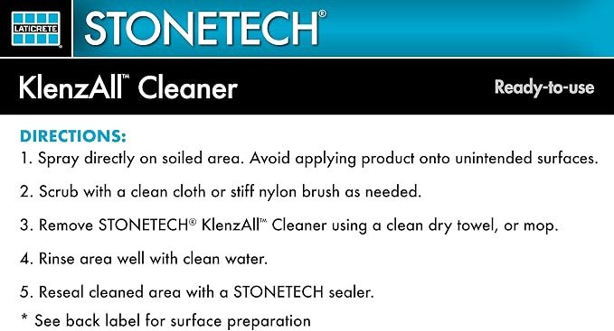 STONETECH KlenzAll Cleaner, Heavy Duty Cleaner for Stone & Tile, 24OZ (709ML) Spray Bottle