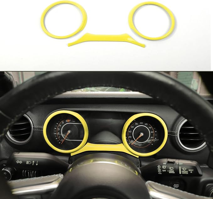 RT-TCZ for Jeep JL Dashboard Instrument Panel Gauges Trim Ring Cover for Jeep Wrangler JL JLU Gladiator JT 2018-2023 Yellow Interior Accessories 3pcs