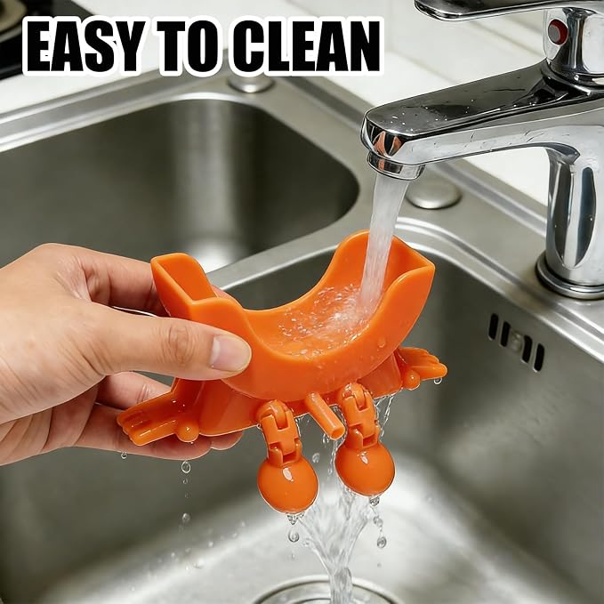 Cute Hanging Sponge Holder with Drainage,3D Printed Kitchen Funny Sponge Stand for Sink,with non-slip pads,Suitable for Scrub Daddy Holder,Keeps Your Sponge Dry Smiling (Orange)