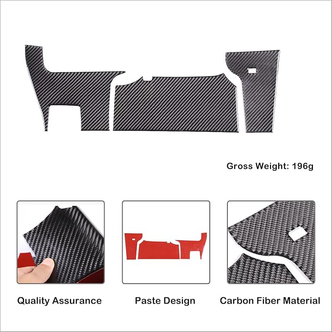Aunginsy Car Driver's Lower Knee Pad Panel Trim Sticker Compatible with Toyota Tundra/Sequoia 2022 2023 2024 Pickup Truck Real Carbon Fiber Decorative Sticker Protection Cover Interior Accessories