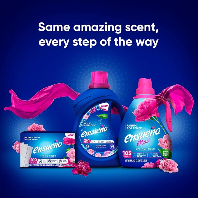 Ensueño Liquid Fabric Softener, Spring Fresh | 2 Pack | 125 fl oz | 123 Loads | Color-Safe