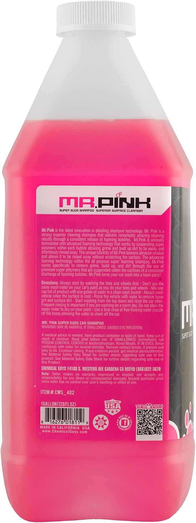Chemical Guys, Mr. Pink pH-Balanced Car Wash Soap for Foam Cannons, 128 oz | Thick foaming suds lift dirt and grime in foam cannons, blasters or buckets, gentle on wax, sealant and ceramic