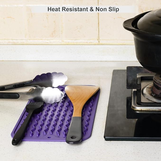 ZLR Silicone Sink Caddy Tray (6" x 12" / 153 x 305mm) - Narrow Sponge Holder for Kitchen Counter - Waterproof Dish Drying Mat, Non-Slip Soap Dispenser Mat & Bathroom Vanity Organizer (Meadow Violet)