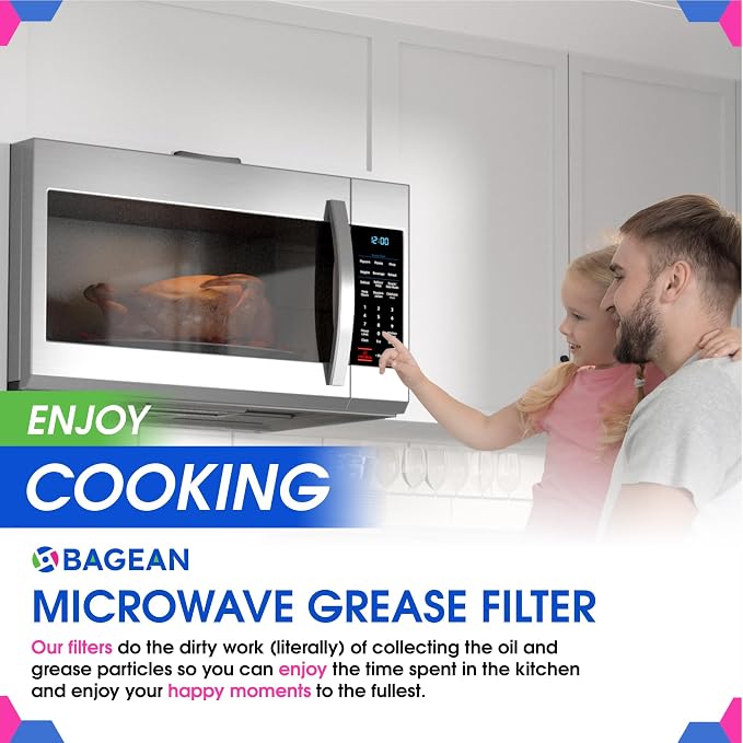 Microwave Filter replacement 6.81" x 6.34" Fits GE WB02X11534 Samsung DE63-00666A Microwave Grease Filter - Freshens and Filters Kitchen Air Entering the Over-the-Range Oven Stove Fan (2-Pack)