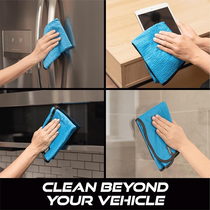 VIKING Glass Microfiber Cleaning Cloth for Car and Home 2 Pack, Glass Towels for Mirror, and Picture Frames, and Car Detailing Kit, 16 inch x 16 inch, Blue