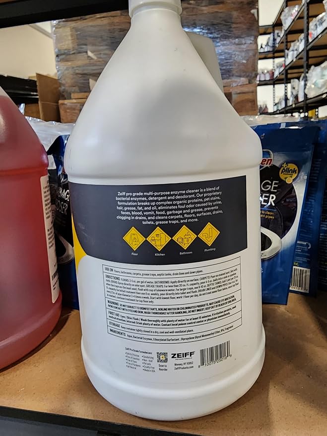 Zeiff Pro-Grade Multi-Purpose Probiotic Enzyme Cleaner - Powerful Cleaning & Odor Eliminating Formula For Professional & Home Surfaces - 1 Gallon - Fragrance Free