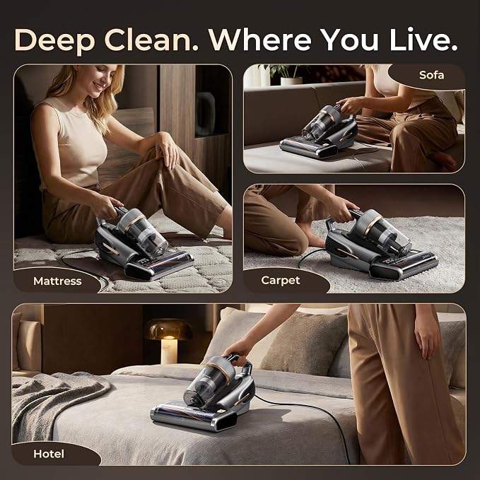 Jimmy BX7 Pro Mattress Vacuum Cleaner, Bed Vacuum Cleaner with UV-C & Ultrasonic & 5s Quick Heating, 16Kpa Suction 480W Handheld Vacuums for Dust & Pet Hair with HEPA(Gray, Corded)