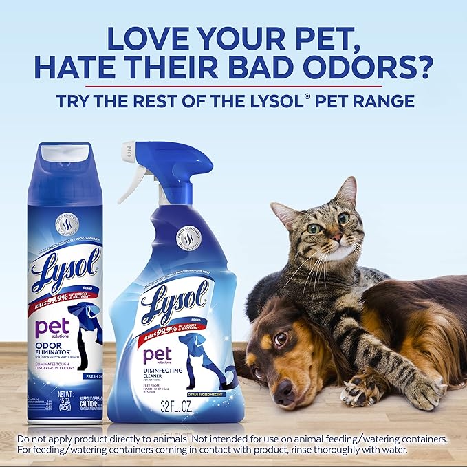 Lysol Pet Odor Eliminator Spray, Sanitizing and Disinfecting Spray for Pet Odors, 15oz (Pack of 3)