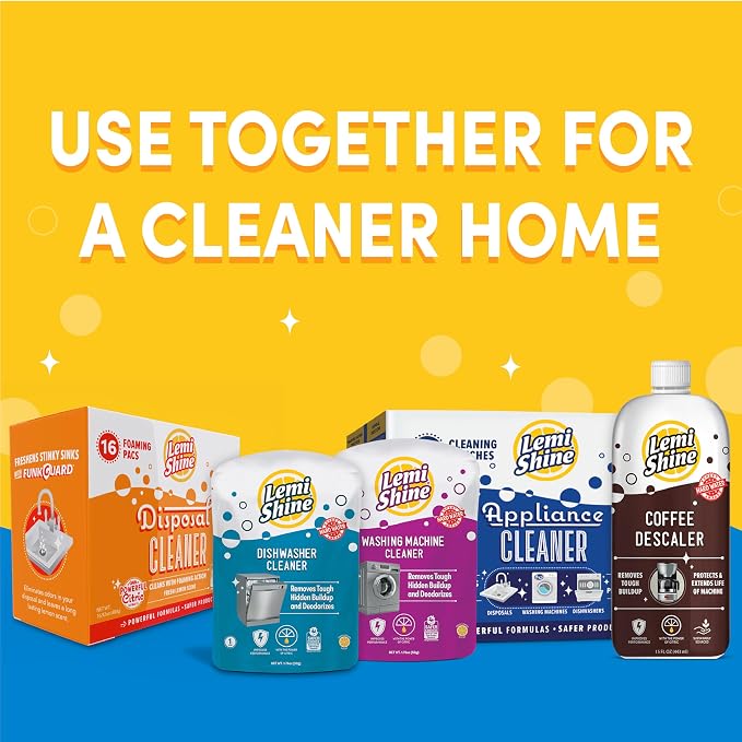 Lemi Shine Natural Foaming Garbage Disposal Cleaner - 16.92oz (16 Pack) | Helps Deodorize Disposal - Citric Acid Cleaning Powder - Fresh Lemon Scent
