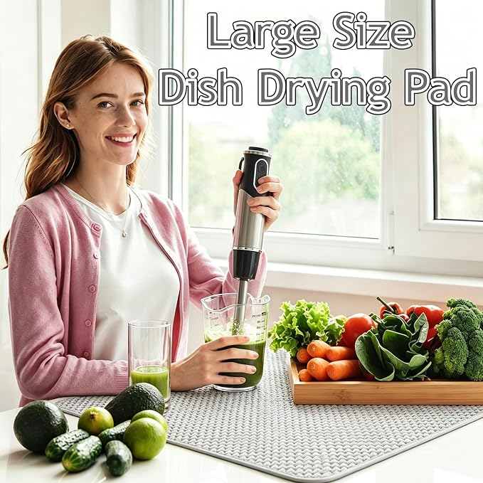 2 Pack Microfiber Dish Drying Mat,30*24 inch Absorbent Dish Drainer Kitchen Counter,Large Size Dish Drying Pad for Countertops,Sinks,Draining Racks(Gray)