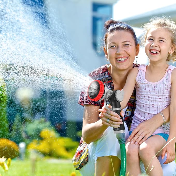 Hose Nozzle,Heavy Duty Metal Garden Hose Nozzles - 10 Spray Patterns | Leak-Proof Hose Sprayer Nozzle with Thumb Control, High Pressure Water Hose Nozzle for Watering Plants, Car and Pet