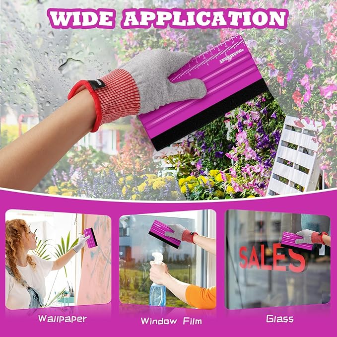 TECKWRAP Professional Squeegee Tool for Vinyl Decals, Inkjet Vinyl Sticker Paper,and Wallpaper - 6"x2.9", Scratch-Free Application (Pitaya)
