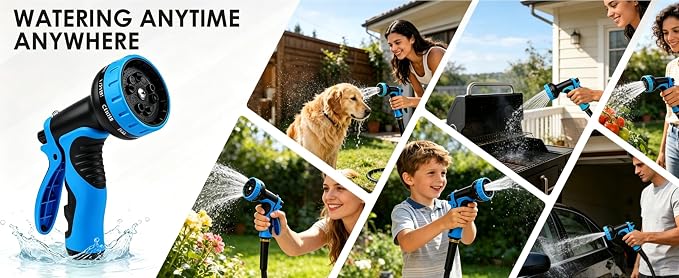 10 Spray Modes Multi-Functional Garden Hose Nozzle, All-Purpose Water Sprayer for Gardening, Cleaning & Pet Care
