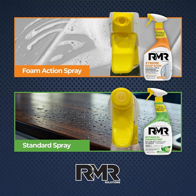 RMR Fresh Start System – Xtreme Soap Scum Remover + EPA-Registered Botanical Disinfectant Cleaner, Bathroom Cleaning & Disinfecting Bundle for Shower, Tub, Tile & Surfaces, 2–32 Oz Bottles
