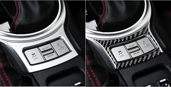 Real Carbon Fiber Trim for Subaru Accessories | for BRZ/Scion FR-S/Toyota 86 2016 2017 2018 2019 2020 Gear Shifting Button Interior Thick Overlay Decal