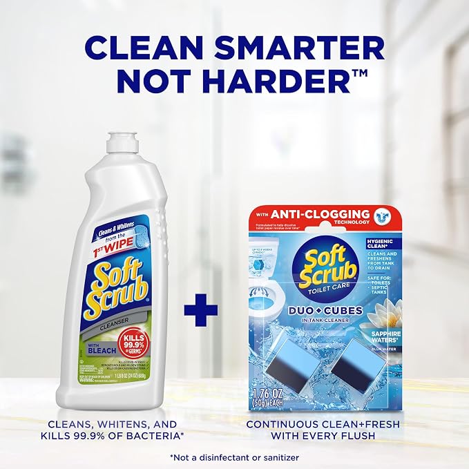 Soft Scrub In-Tank Toilet Cleaner Duo-Cubes, Sapphire Waters, 2 Ct (Pack of 7), Cleans & Freshens, Helps Fight Toilet Ring, Hard Water & Limescale Stains