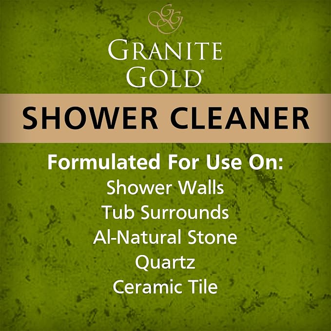Granite Gold Shower Cleaner Spray for Quartz,Granite,Marble,Ceramic,and Other Stone Tub Surfaces,Made in the USA,24 Ounces,Gold,(Pack of 2)