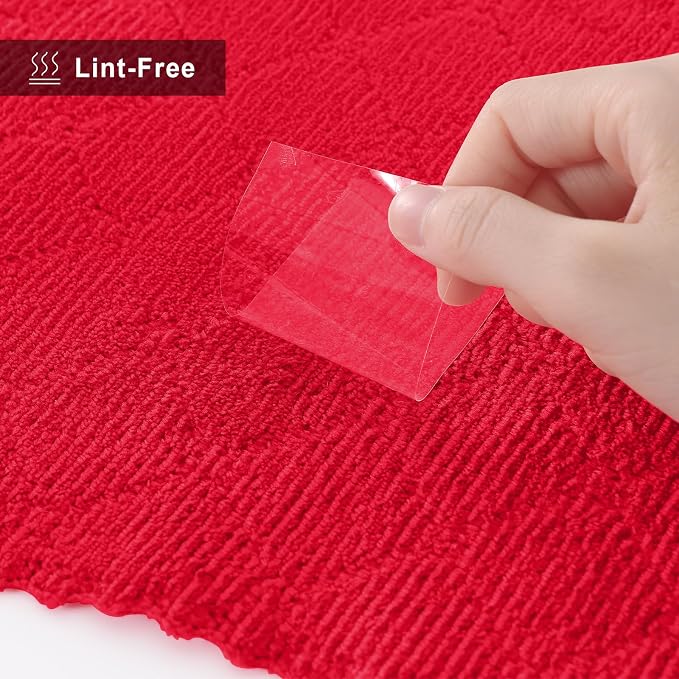 Homaxy 12 Pack Dish Towels for Kitchen (10 x 20 Inches, Red), Super Soft and Absorbent Coral Velvet Dish Cloths for Washing Dishes, Nonstick Oil Fast Drying Microfiber Cleaning Cloth
