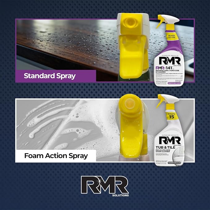 RMR Bathroom Brilliance Bundle – Tub & Tile Stain Spray + RMR-141 EPA Registered Mold & Mildew Remover, 2-Step Bathroom Cleaning & Disinfecting System for Showers, Sinks, Tile, Grout, 2–32 Oz Bottles