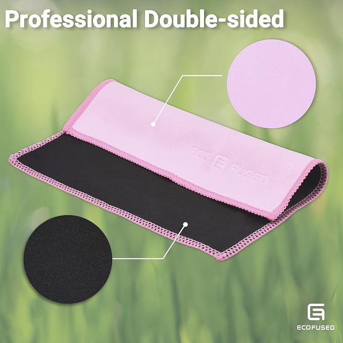Eco-Fused Microfiber Cleaning Cloths Double-Sided - 5 Pack - 6.6 x 6.2 inch - Microfiber and Suede Cloth for Smartphones, LCD TV, Tablets, Laptop Screens, Camera Lenses (Pink)