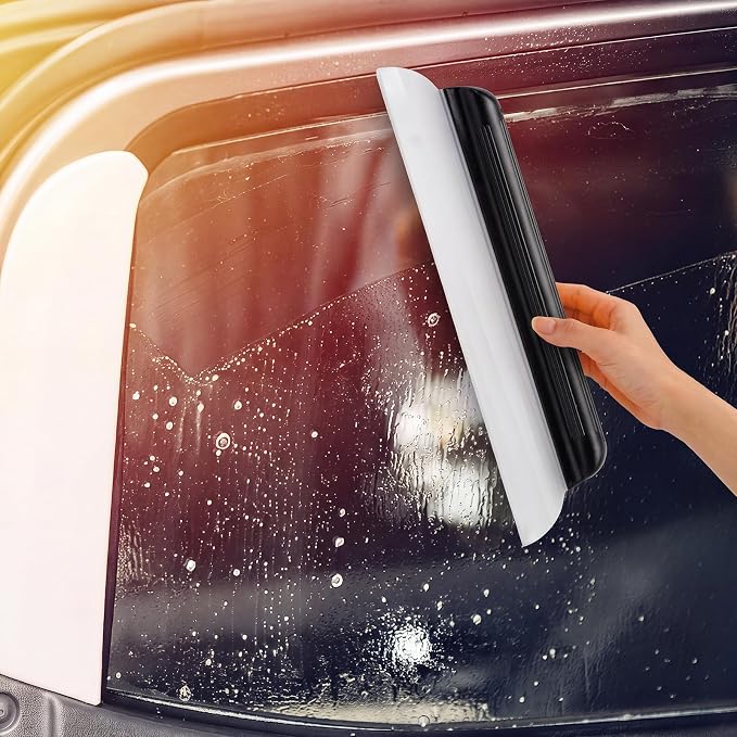2 Pack 14 Inch Car Drying Squeegee Black Longer Silicone Water Squeegee Window Shower Blade Automotive Flexible Auto T-bar Rubber Squeegees for Car Windshield Glass Bathroom Wash Tool