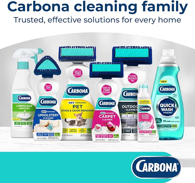 Carbona 2-in-1 Oxy-Powered Carpet Cleaner (13.5 Fl Oz), Spot Cleaner with Dual Sponge & Bristle Applicator for Targeted Cleaning, Fast Formula