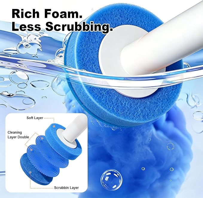 Disposable Toilet Brush Refills, 42 Toilet Wand Replacement Heads with Water-Activated Cleaning Formula, Multi-Layer Disposable Refill Pads for Toilet Bowl Cleaning, Blue