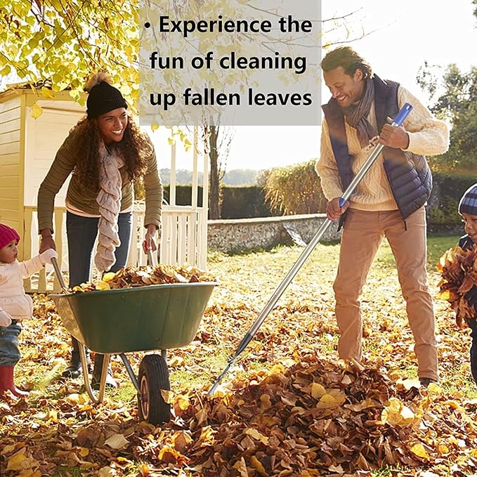 Garden Rake for Leaves, Leaf Rakes Heavy Duty for Yard,Lawn,Shrub,Grass,Mulch, 18" Metal Head,6ft Adjustable Long Handle,Adults Kids Rake for Gardening