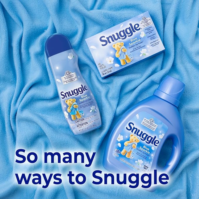 Snuggle In Wash Scent Booster, Blue Sparkle, 21oz, 4-Pack | Fragrance enhancer for clothes, bedding and activewear, HE safe, Bead form, Works in all machines and water temperatures