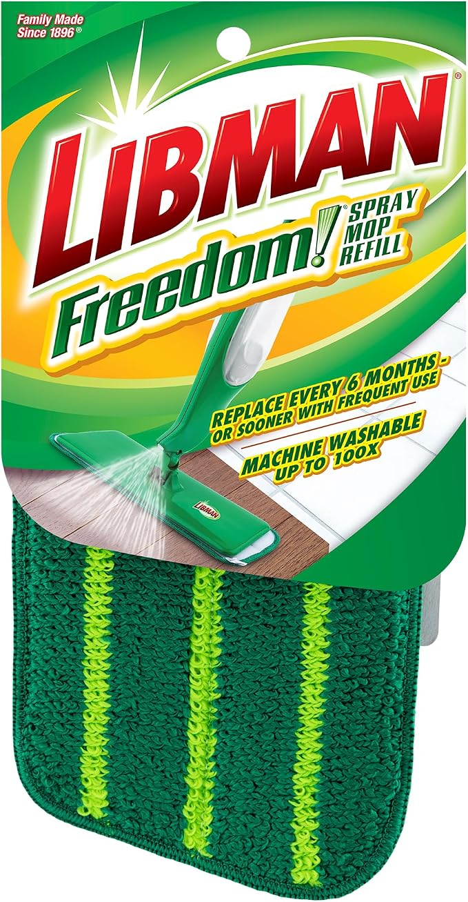 Libman Freedom Spray Mop Refill | Microfiber Mop | Household Essentials | Hardwood Floor Cleaner | Wall Mop | Cleaning Supplies | Floor Mop | Three Replacement Heads