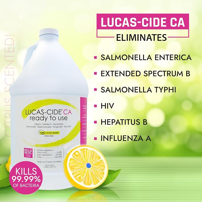 Lucas-Cide Ready To Use All Purpose Cleaner, Home Essentials Cleaning Supplies for Everyday Hygiene, Fresh Citrus Scented - 1 Gallon