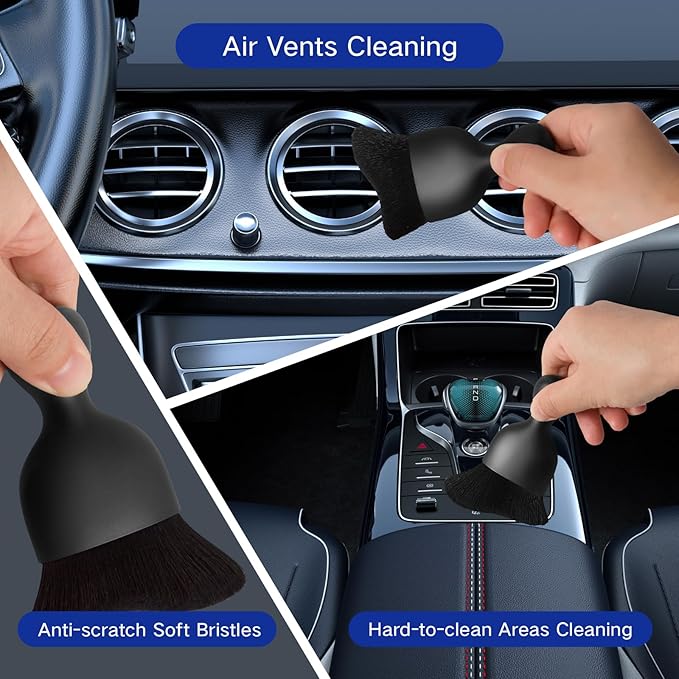 Qydipclin 10pcs Windshield Cleaner Tool, Car Window Cleaning Wash Kit with 4 Reusable Microfiber Pads 1 Spray Bottle and Extendable Handle Auto Glass Wiper Kit, Blue