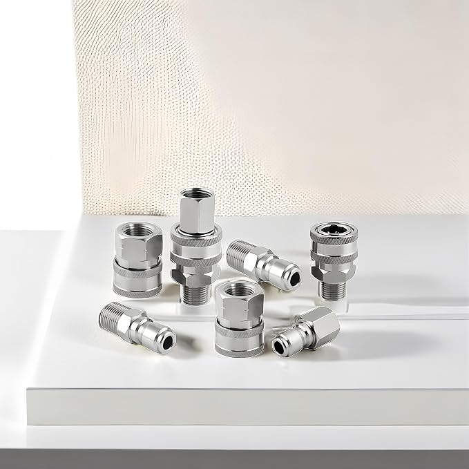 Raincovo Pressure Washer Quick Connect 3/8 Inch, Stainless Steel, 8 Piece | Pressure Washer Fittings, Adapter Set, Female and Male Thread