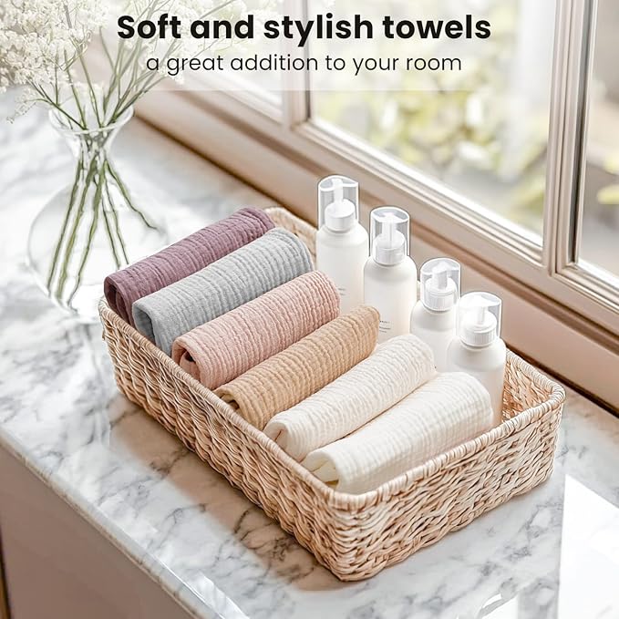 Konssy 6 Pack Face Cloths, Soft Wash Cloth for Washing Face, Cotton Face Towels for Sensitive Skin Women Facial Makeup Remover Reusable Absorbent Washcloths (11 x 11 Inch)
