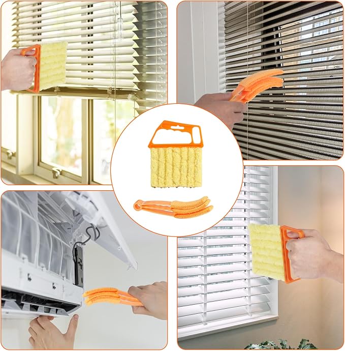 10-Pack Window Blind Cleaner Set:, Blinds Cleaner Brush, Blind Brush | Includes1×7-Finger Detail Brush,1×Shutter Cleaning Brush,and Replacement Heads,Efficient for Blinds,Vents,Keyboards,and More.