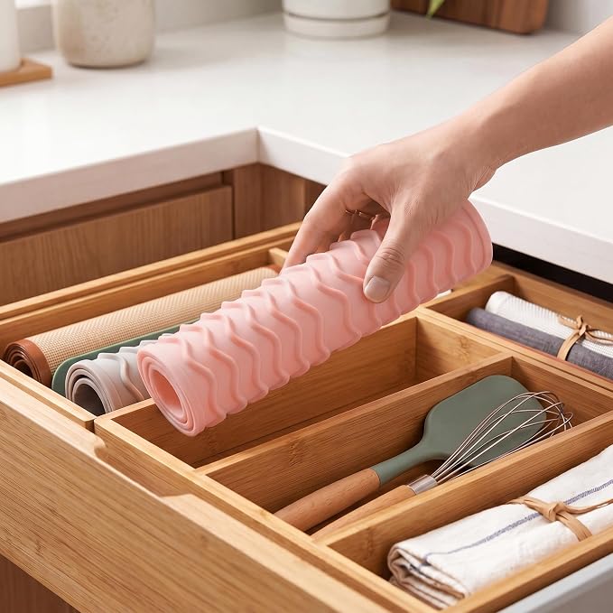 MicoYang Silicone Dish Drying Mat for Multiple Usage,Easy clean,Eco-friendly,Heat-resistant Silicone Mat for Kitchen Counter or Sink,Refrigerator or Drawer Liner Pink S 12 inches x 6 inches