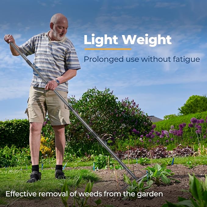 49“-77” Adjustable Rake, 17" Extra Wide Double-Sided Lightweight Head Garden Rake | Lightweight & Unbreakable | Level Soil, Remove Leaves, Spread Mulch Fast, Leaf Cleanup, Landscaping, Yard Cleanup