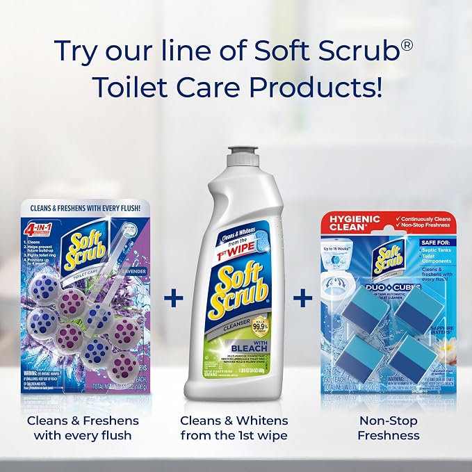 Soft Scrub 4-in-1 Rim Hanger Toilet Bowl Cleaner,Lavender,2 Count (Pack of 6)