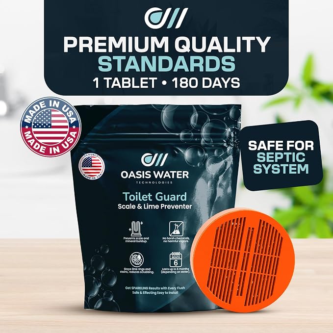 Toilet Guard Drop-In Tank Tablet (1 Tablet) | Up to 180-Day Performance | Helps Reduce Hard Water Marks, Rings & Mineral Buildup | Slow-Release Polyphosphate Formula | Bleach-Free