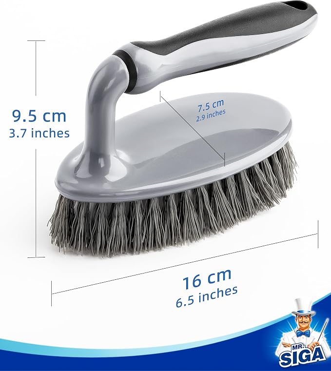 MR.SIGA Heavy Duty Scrub Brush with Comfortable Grip for Bathroom Shower | Strong bristles with effective scrubbing power, ideal for kitchen, bathroom, shower and everyday household cleaning.