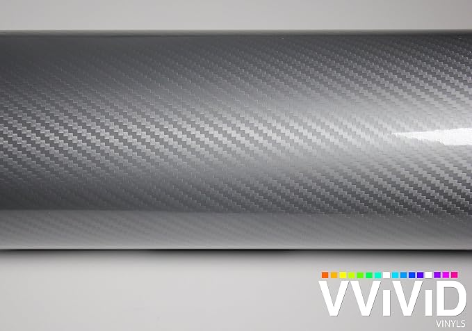 VVIVID Epoxy High Gloss Carbon Vinyl Automotive Wrap Film DIY Easy to Install No Mess (2ft x 5ft, Silver)