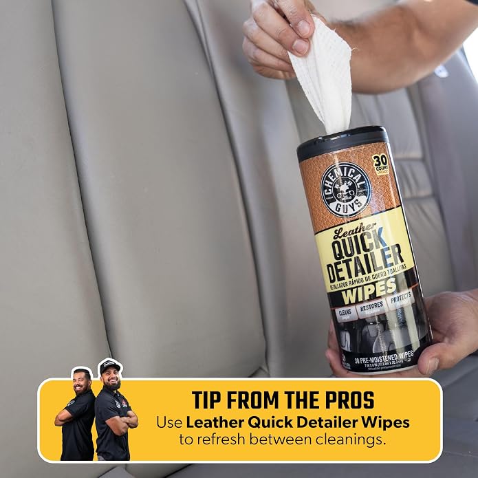 Chemical Guys, 9-Piece Leather Cleaner & Conditioner Kit for Car Interiors | Cleans then conditions seats, furniture, jackets and boots, brushes and towels included for many leather types