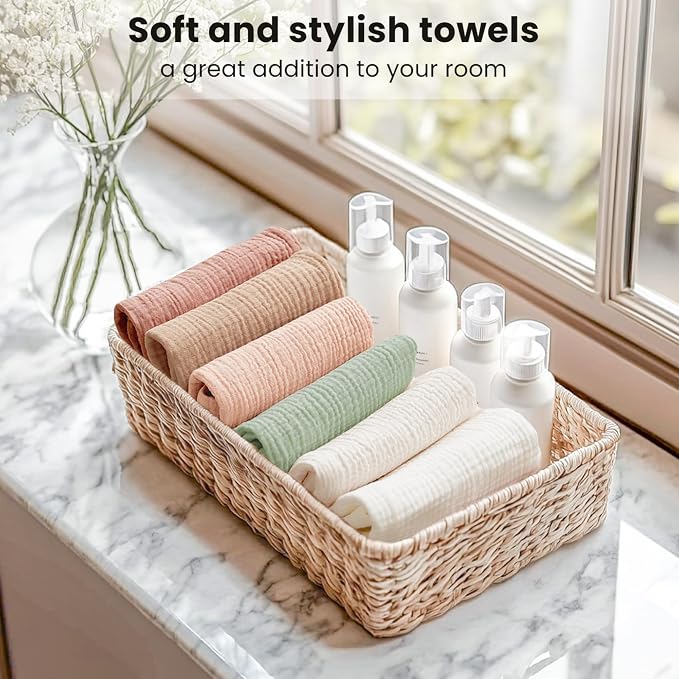 Konssy 6 Pack Face Cloths, Soft Wash Cloth for Washing Face, Cotton Face Towels for Sensitive Skin Women Facial Makeup Remover Reusable Absorbent Washcloths (11 x 11 Inch)